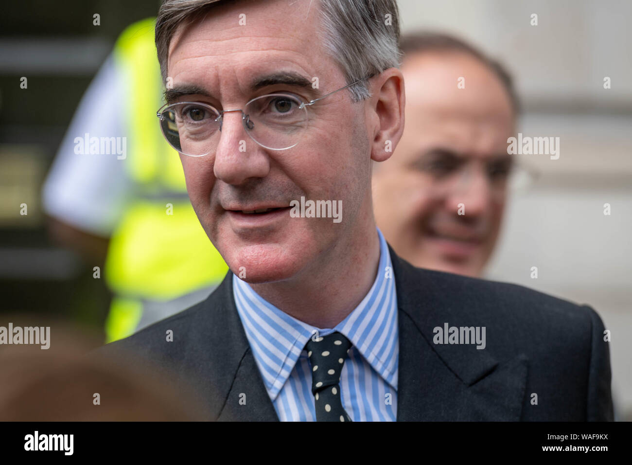 London 20th August 2019 Brexit Whitehall watch with Government Ministers leaving the cabinet office Jacob Rees-Mogg MP PC Leader of the House of Commons Credit Ian DavidsonAlamy Live News Stock Photo