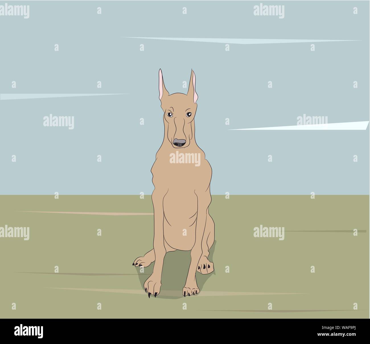 dog sitting outdoors, vector, dog sitting, outdoors, vector Stock Vector
