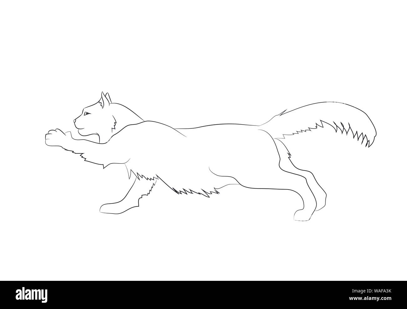 vector illustration of a cat that stretches its paw, drawing lines