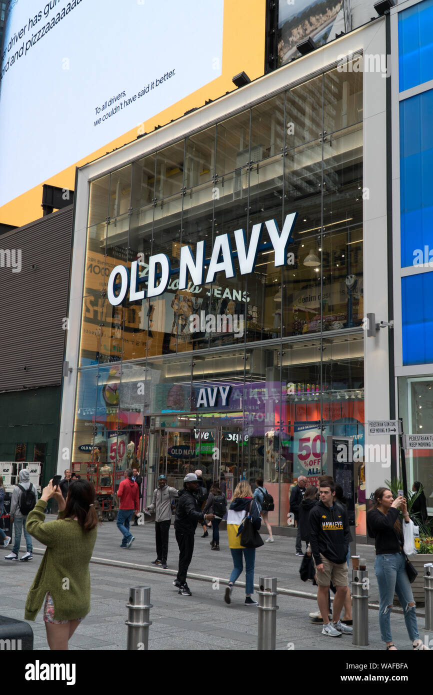 New York City, Circa 2019: Old Navy clothing and accessory retail flagship  store location in Times Square manhattan Stock Photo - Alamy