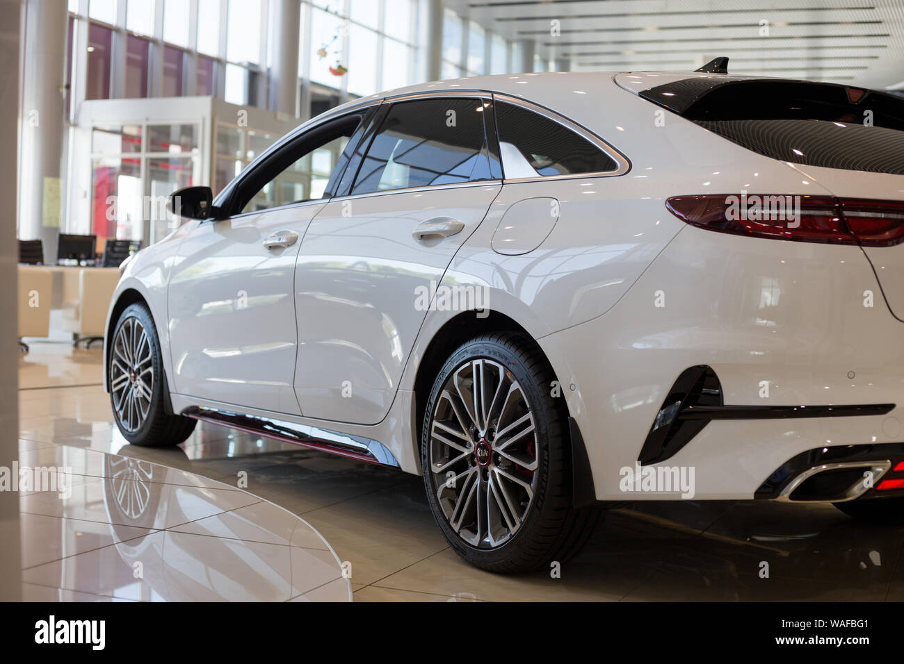 Russia Izhevsk July 4 19 New Cars In The Kia Showroom Modern Kia Proceed Side And Back View Famous World Brand Stock Photo Alamy