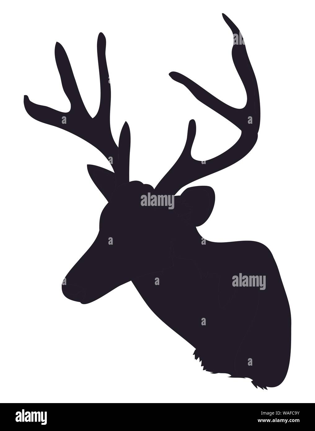 vector illustration deer portrait drawing silhouette, vector, white background Stock Vector