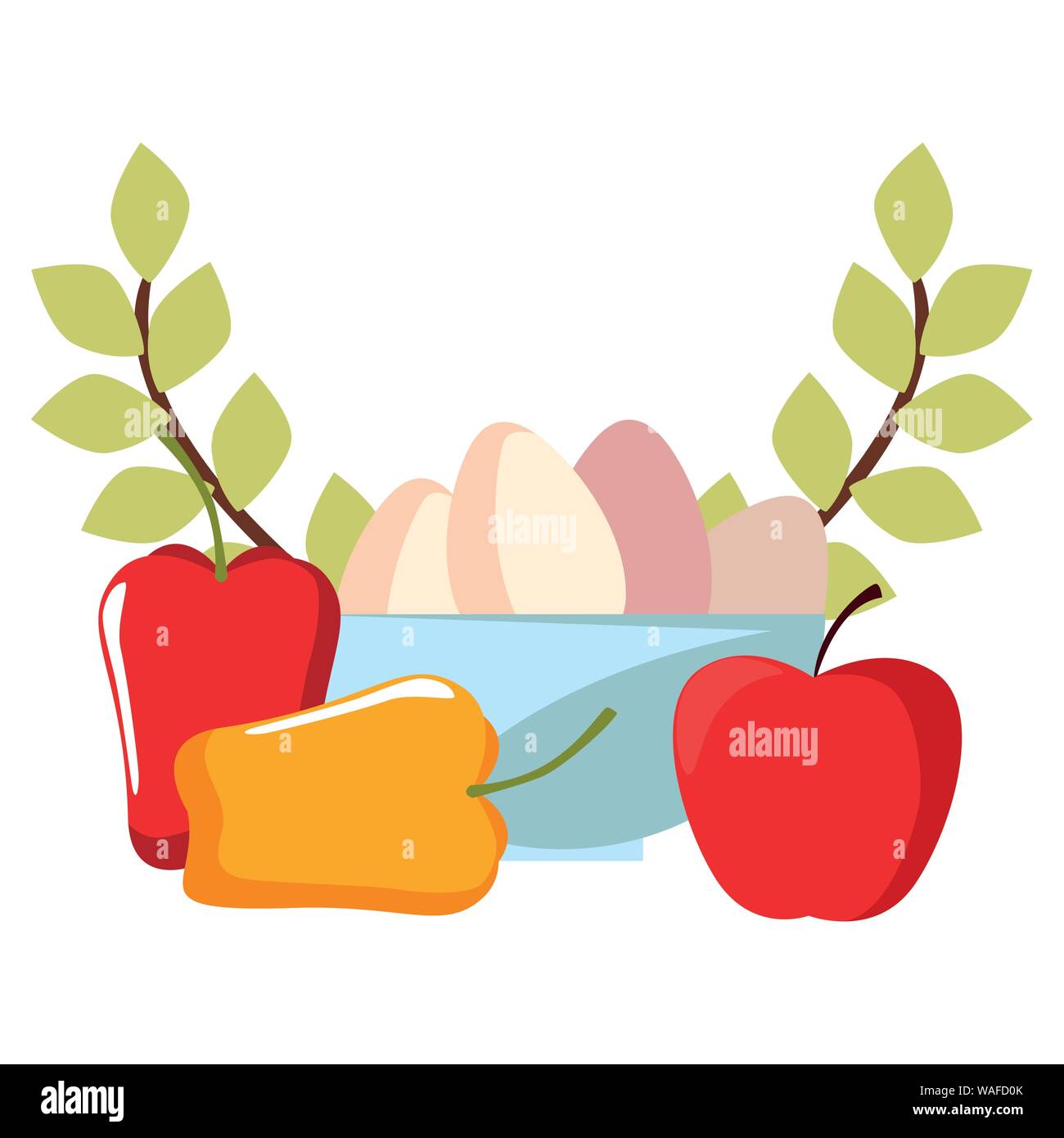 peppers apple and eggs food cooking vector illustration Stock Vector ...