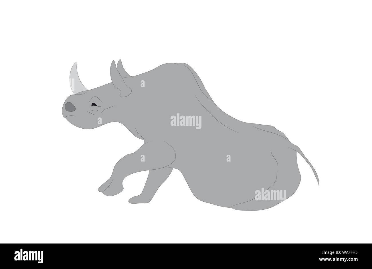 vector illustration of a gray rhino, vector, white background Stock Vector