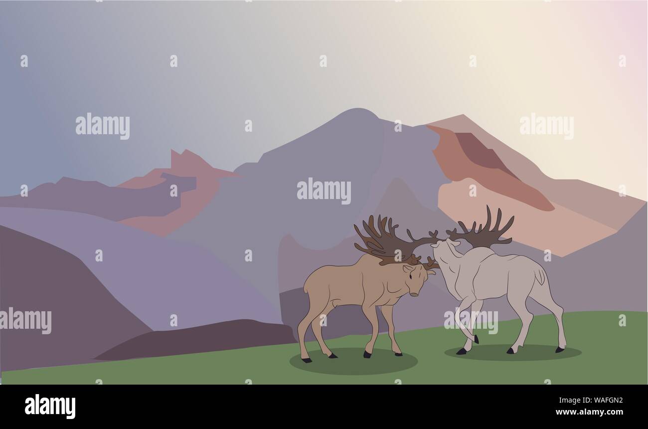 a strong deers running in the mountains, vector Stock Vector