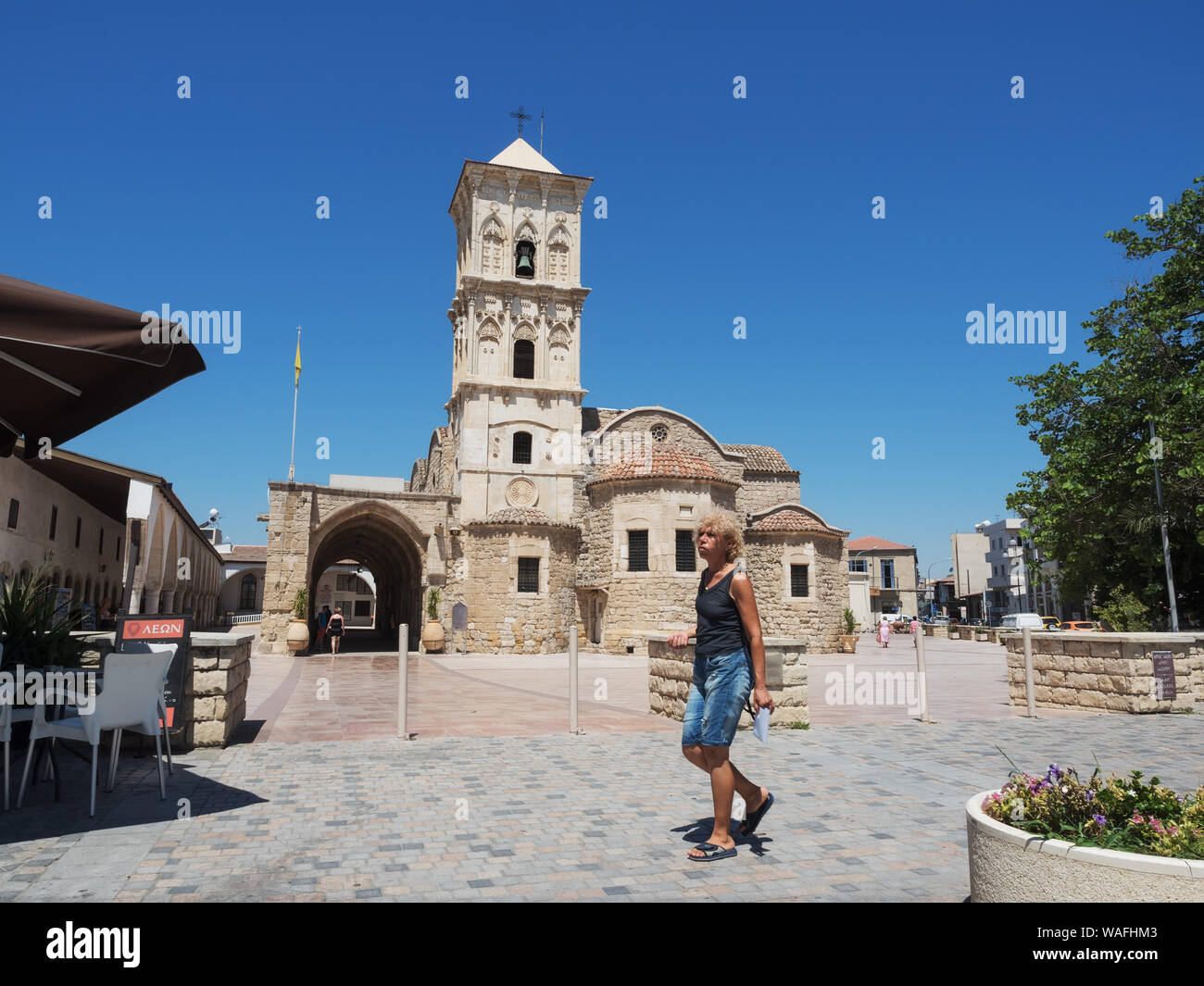 Larnaca, Cyprus - July 12, 2016: Tourists near Church of Saint Lazarus Stock Photo