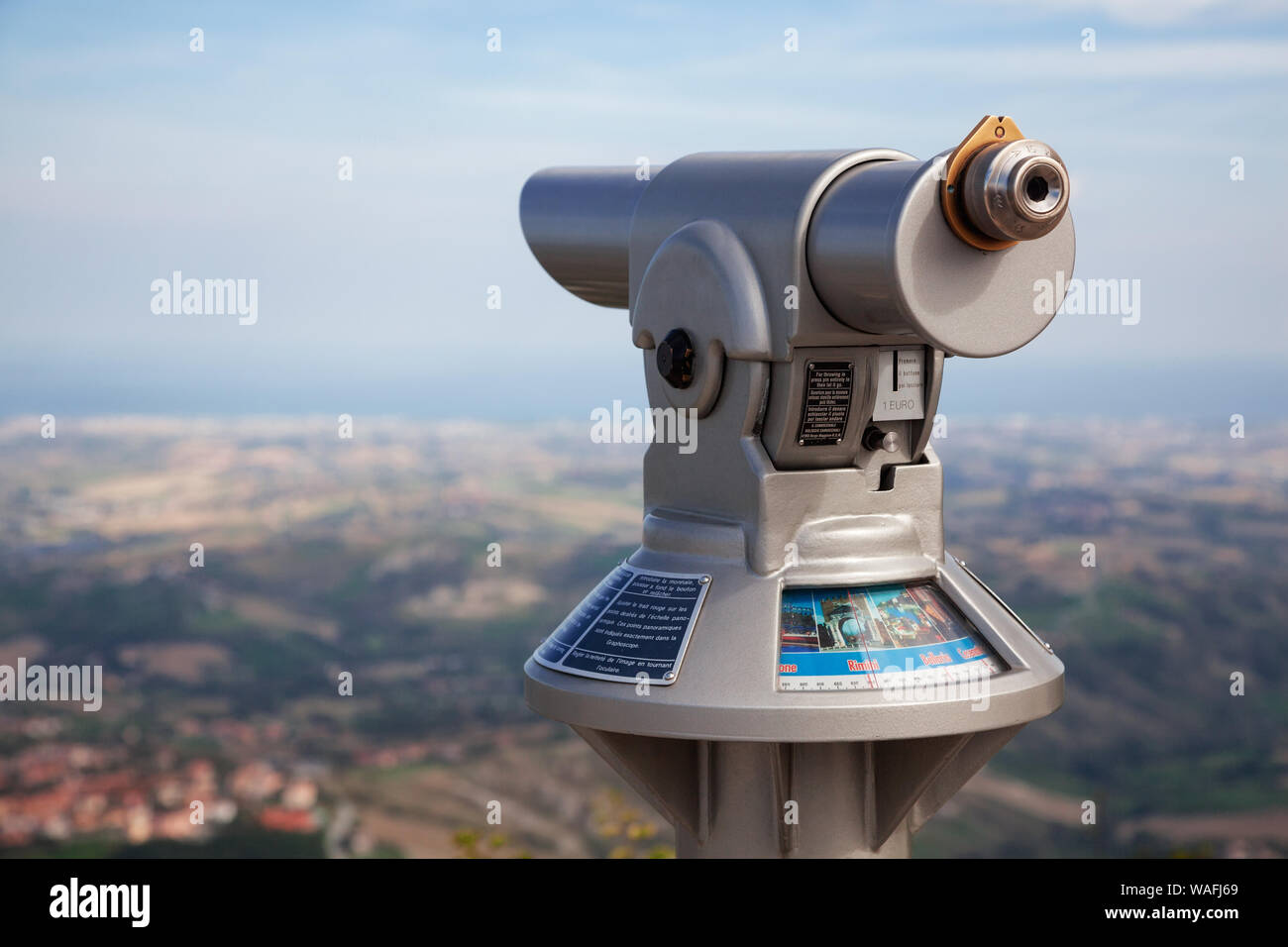 Close-Up Of Coin-Operated Telescope, San Marino Stock Photo