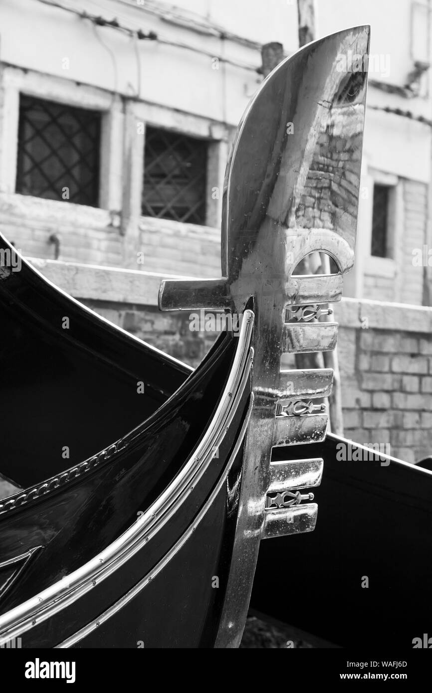 Close-Up Of Gondola Ferro. Venice, Italy. Stock Photo
