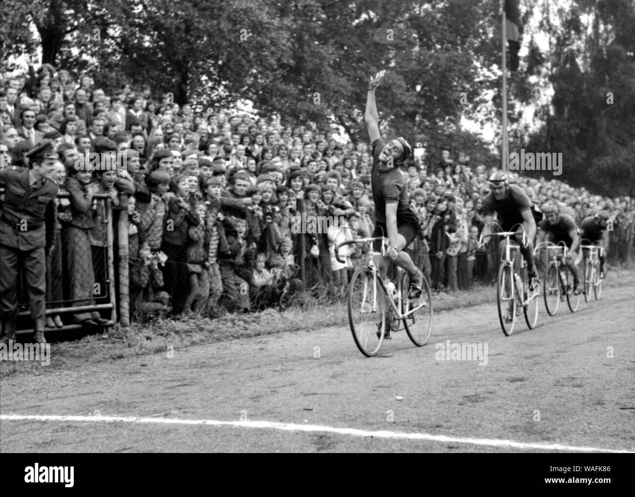 Zywiec Poland 1975 Polish Bicycle Championship Winner Ryszard Szurkowski Approaching The Finish Line Fot Jan Rozmarynowski Forum Stock Photo Alamy