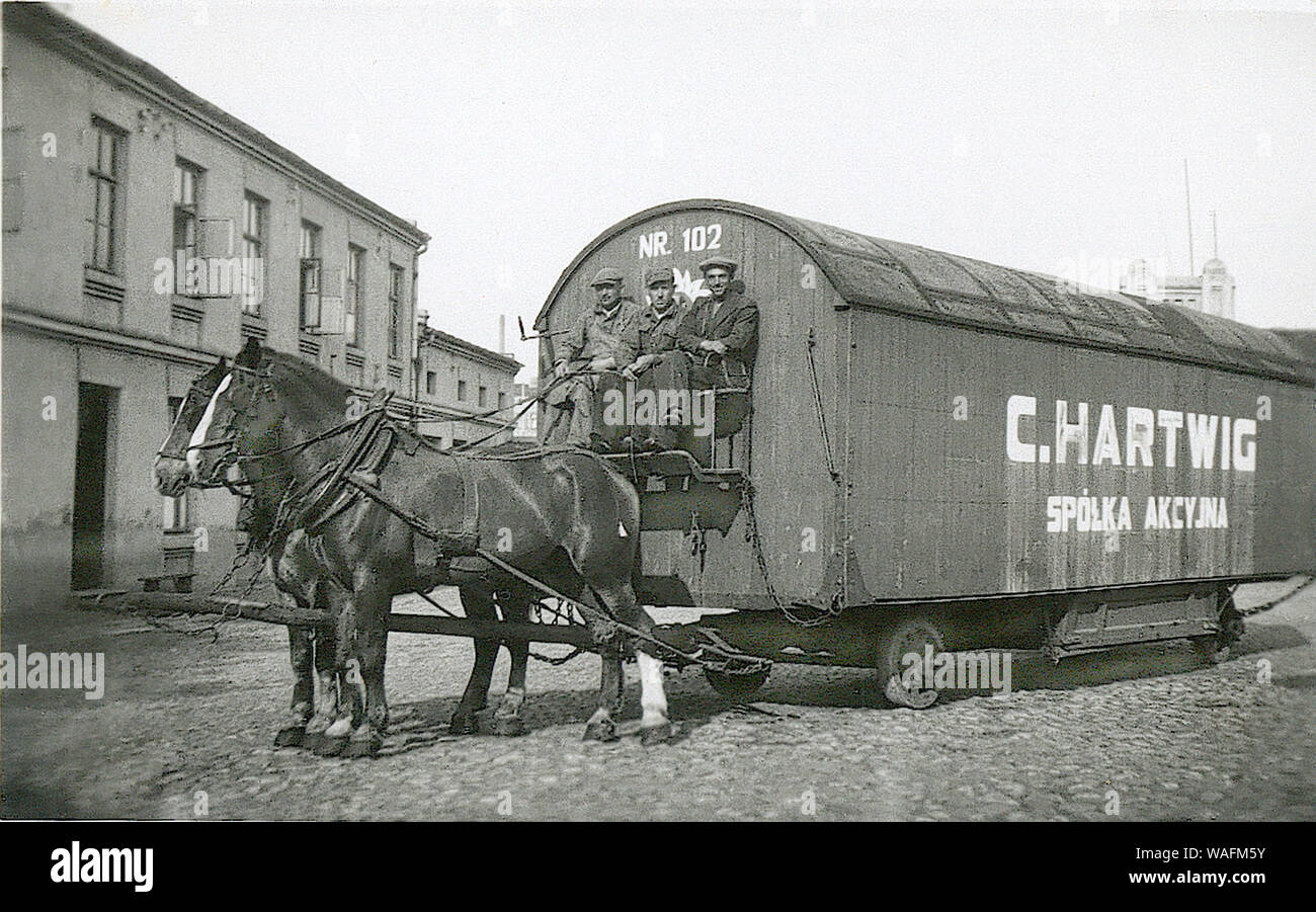 Bydgoszcz, 1940. C.Hartwig firm, transport horse cart. The firm operated  under this name in Bydgoszcz and Katowice until the end of the war.  reproduction: FoKa/FORUM Stock Photo - Alamy
