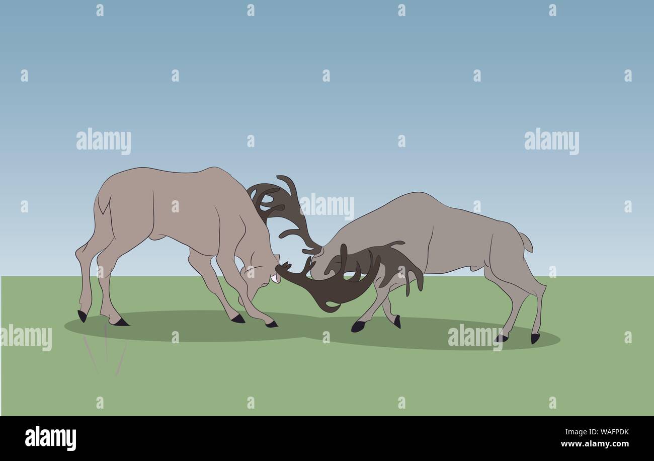 a strong deers running in the mountains, vector Stock Vector
