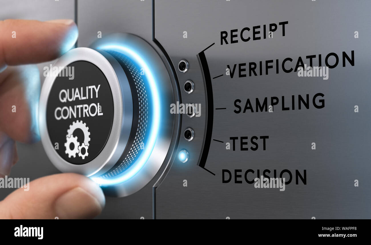 Finger turning a knob to select different quality control phases