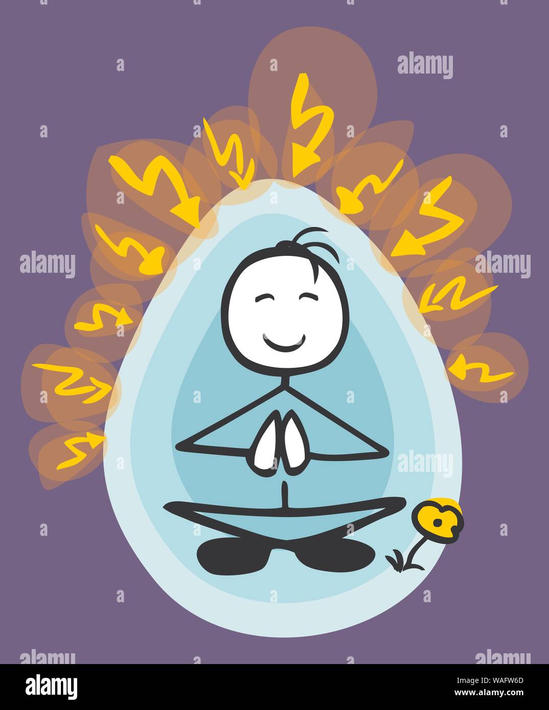 Usual stick-man meditating aura yellow flash attack colored by jziprian Stock Vector