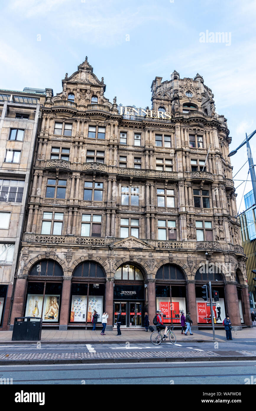 Jenners Department Store on Princes Street Edinburgh, known as Jenners, was the oldest independent department store in Scotland until its acquisition Stock Photo