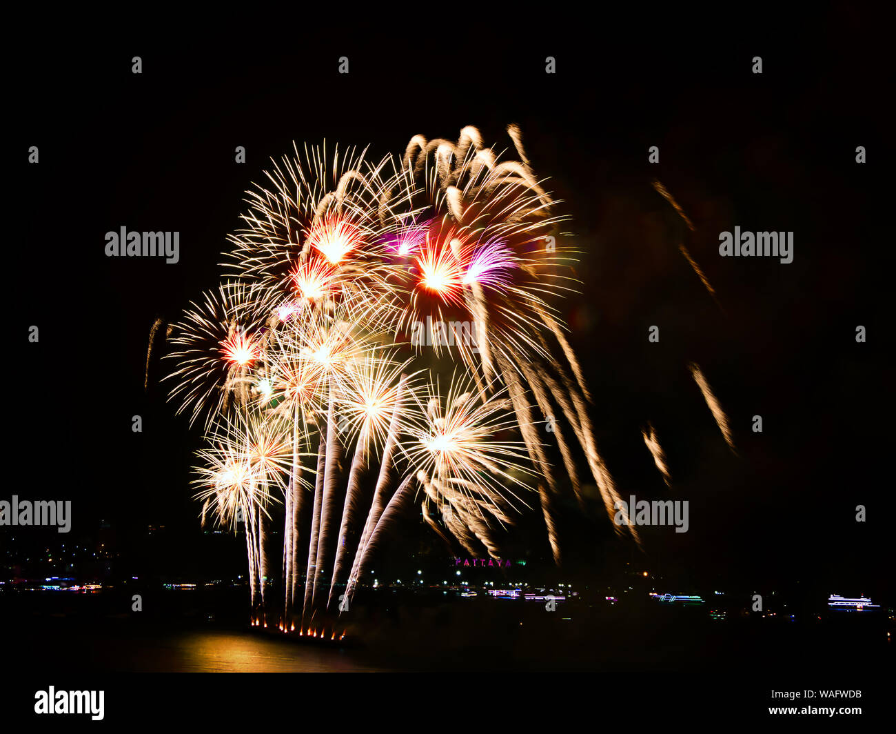 Colorful firework display at the International Fireworks Festival 2019 ...