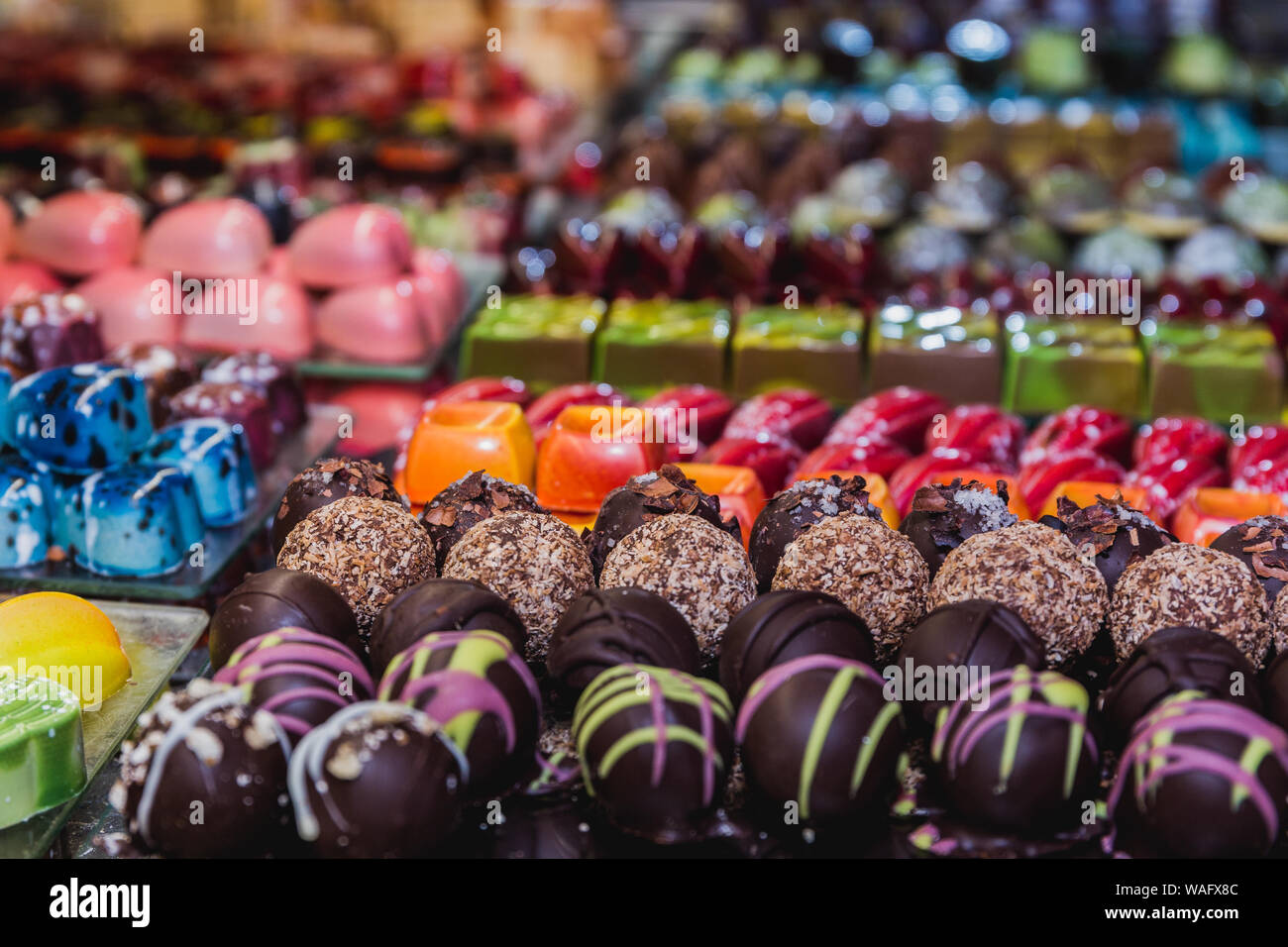 Close up of assorted colorful chocolate candy Stock Photo
