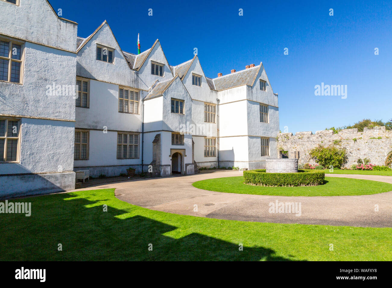 The east front of St Fagans Castle, an Elizabethan manor house from 1580 at St Fagans National Museum of Welsh History, Cardiff, Wales, UK Stock Photo