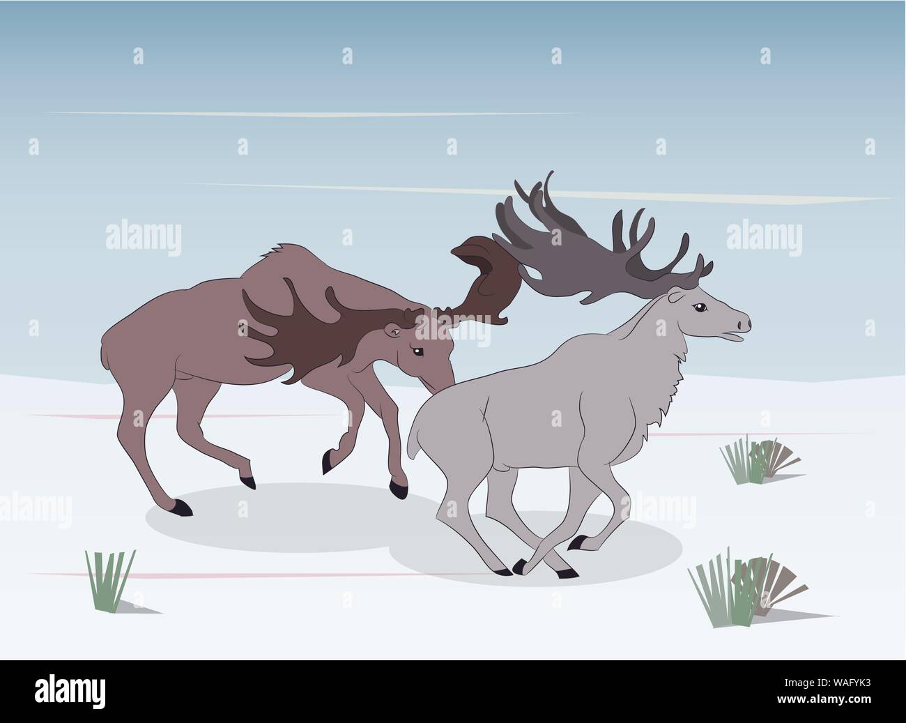 a strong deers running in the mountains, vector Stock Vector