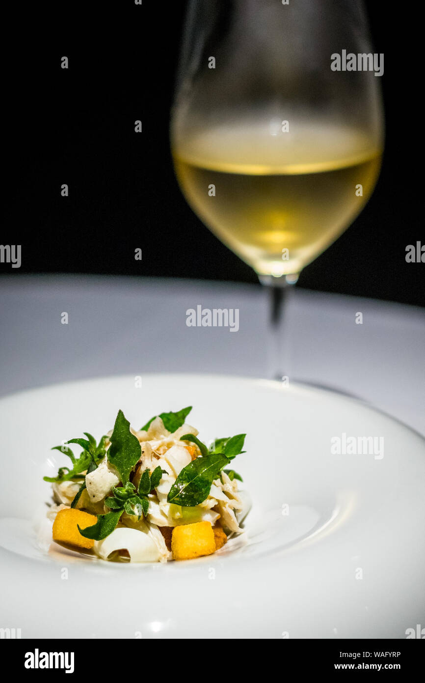 LOCAL WILD CAUGHT CRAB, SUSTENIR FARM STRAWBERRIES Signature chili ice cream, egg whites