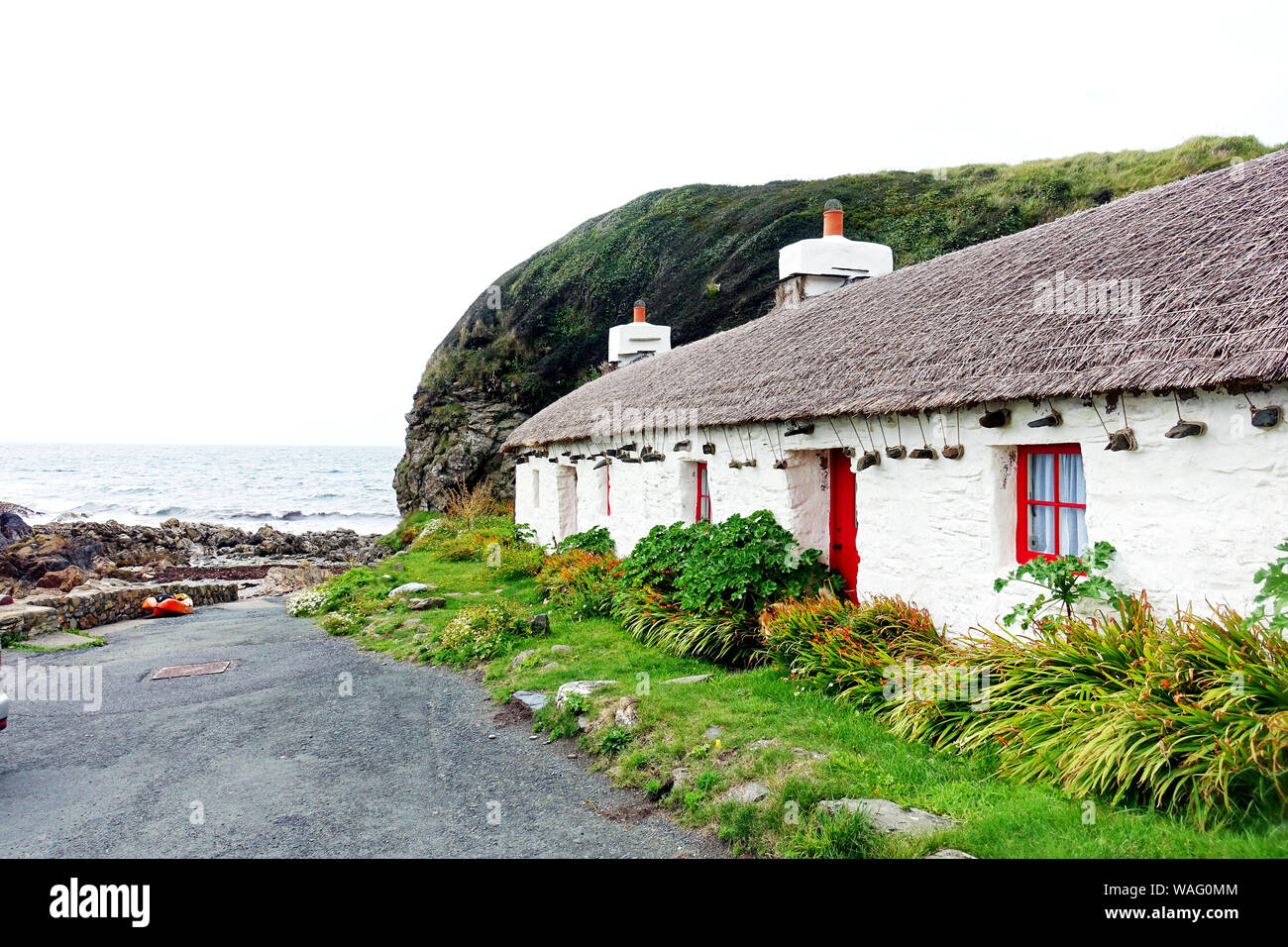 Fishermen's cottages at Niabyl, Isle of Man Stock Photo