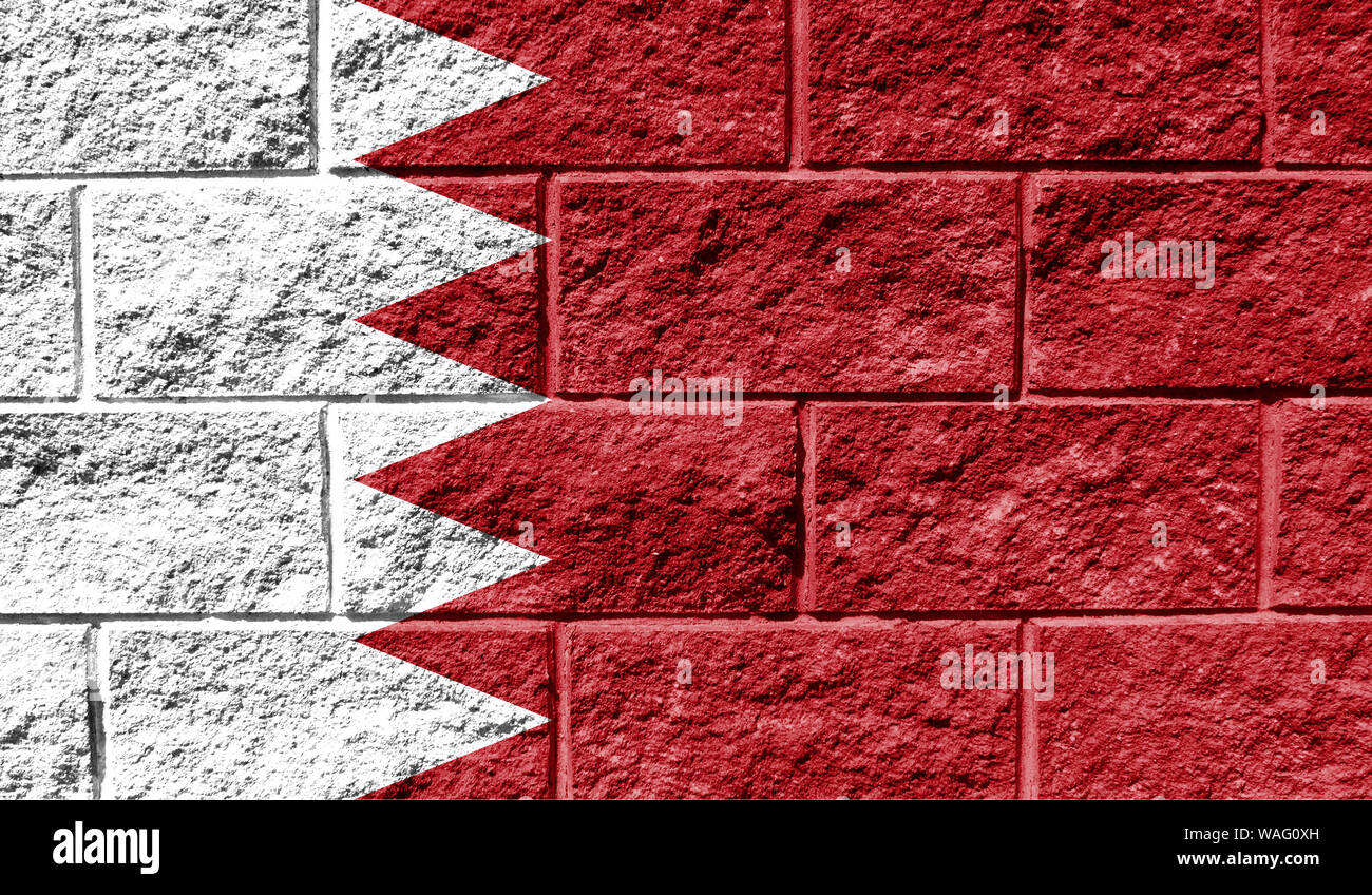 Flag of Bahrain close up painted on a cracked wall Stock Photo - Alamy