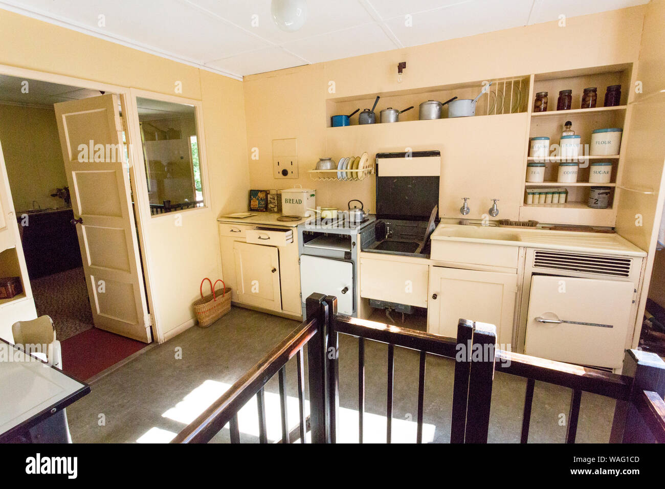 The kitchen of the1950 B2 aluminium 'Prefab' at St Fagans National