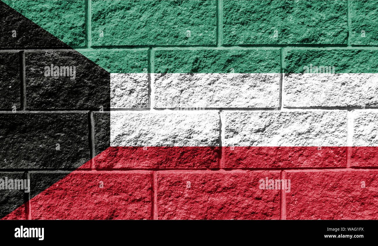 Flag of Kuwait close up painted on a cracked wall Stock Photo - Alamy