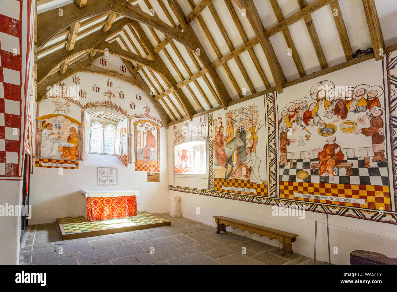 The vibrant interior wall paintings of the c1520 St Teilo's church