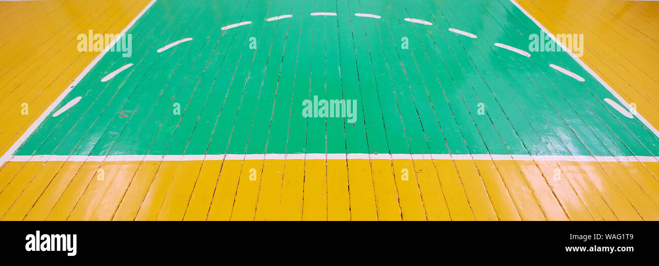 School sporting hall. Detail of markings on the floor in the gym Stock