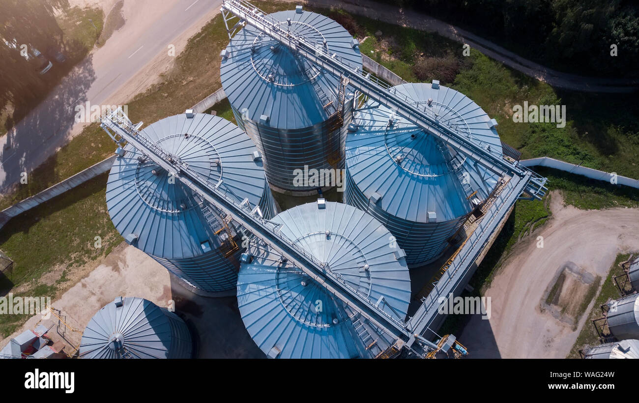 agro-industrial enterprise top view - large capacity Stock Photo