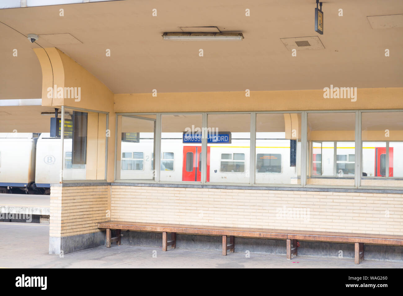 Brussels nord Bruxelles belgian train station light sign empty Stock Photo Alamy