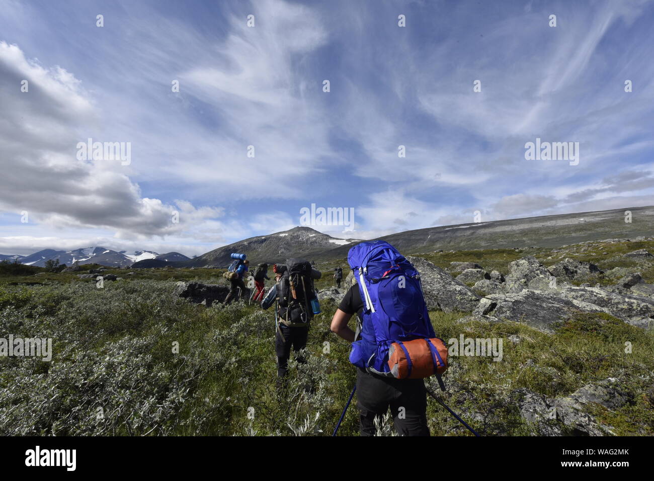 Hiking in Sarek national park Stock Photo