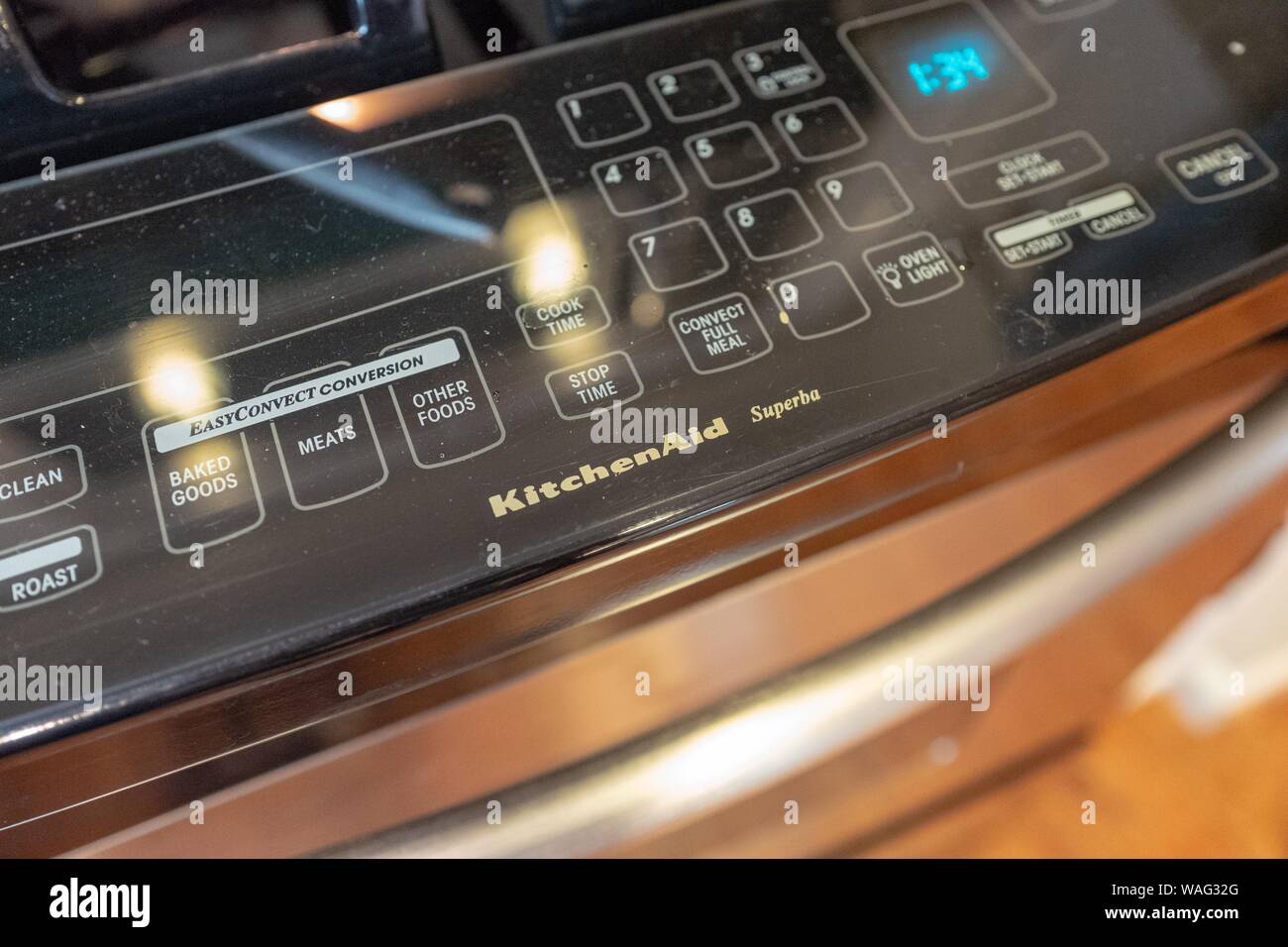 Close-up of the control panel of a KitchenAid Superba oven with logo,  August 19, 2019 Stock Photo - Alamy
