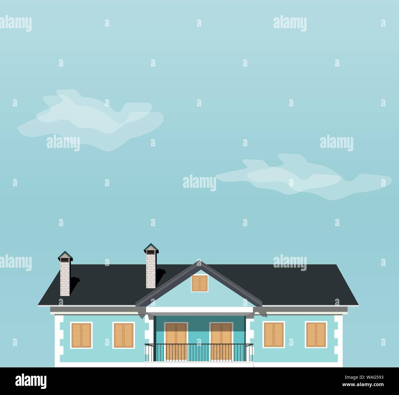 Home Vector Blue Old stone house blue Stock Vector Images - Alamy