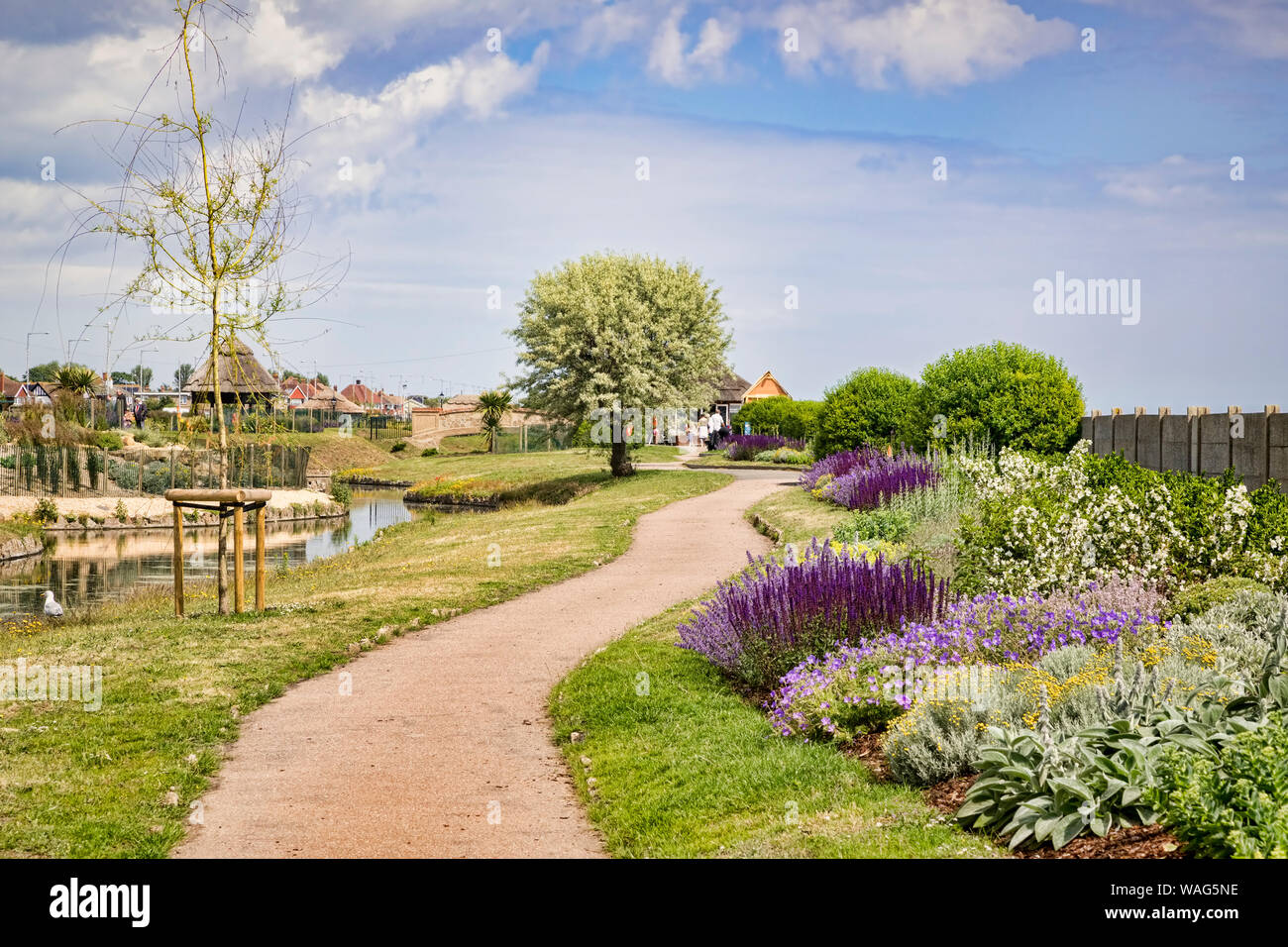 20 June 2019: Great Yarmouth, Norfolk, UK - Part of the Venetian Waterways and Boating Lake, Great Yarmouth. Dating from 1928, the park has been resto Stock Photo