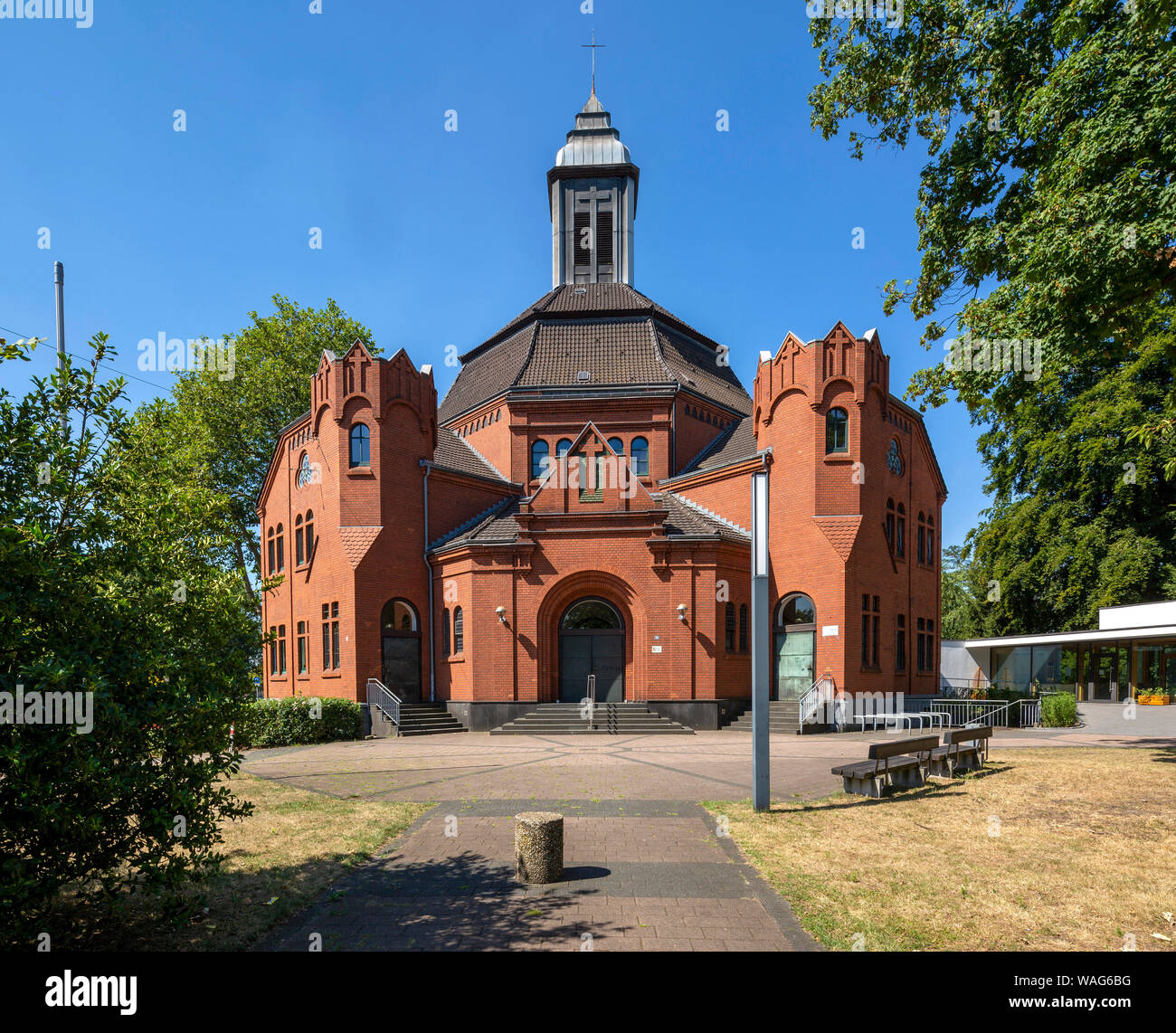 Architecture, outside view, field recording, brick building, brick building, brick church, building, Christian's cathedral, Christendom, Christianity, Stock Photo