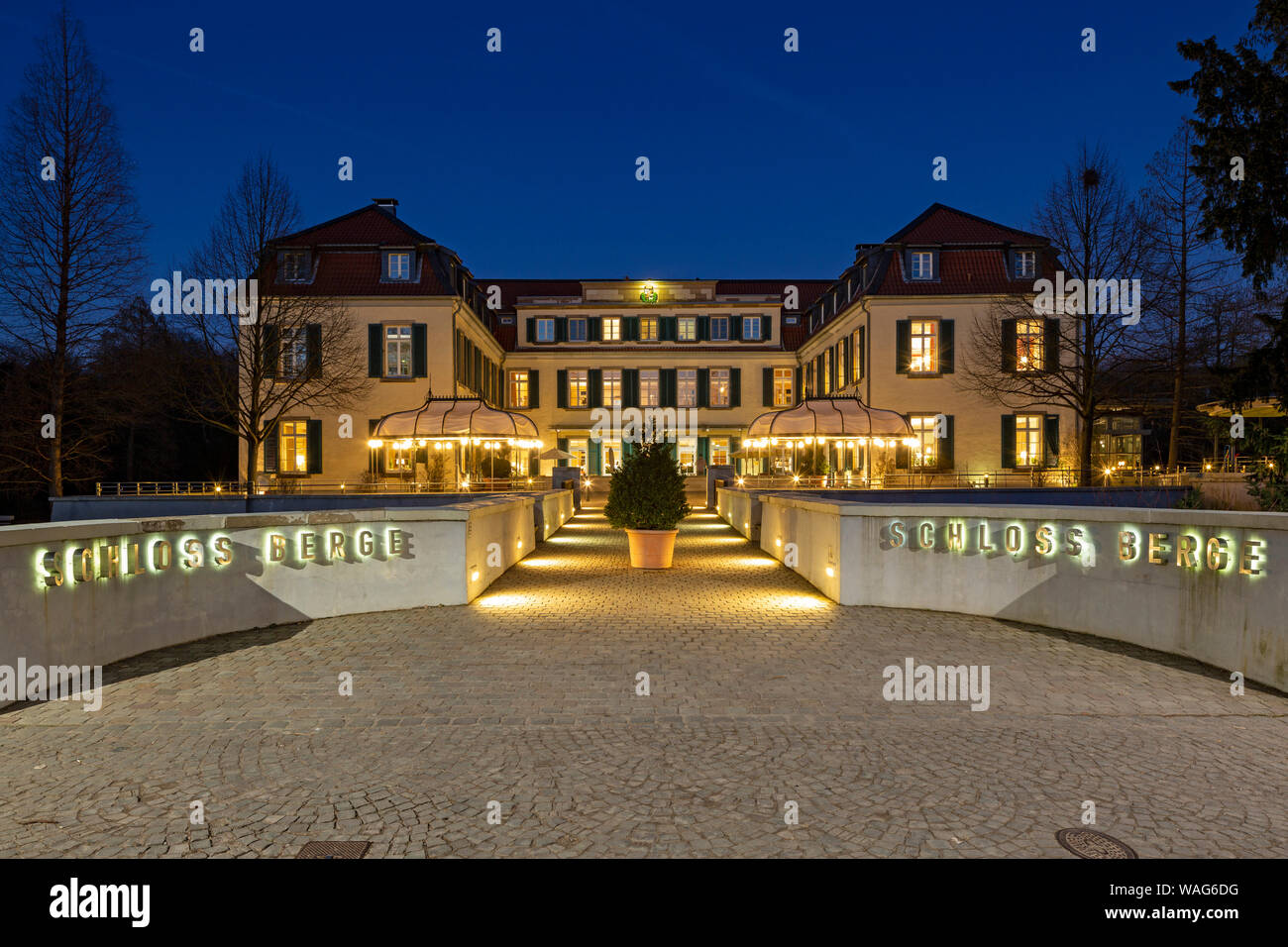 In 2010, evening, evening admission, dusk, evening light, evening mood, architecture, exit, outside view, field recording, baroque, building, lighting Stock Photo