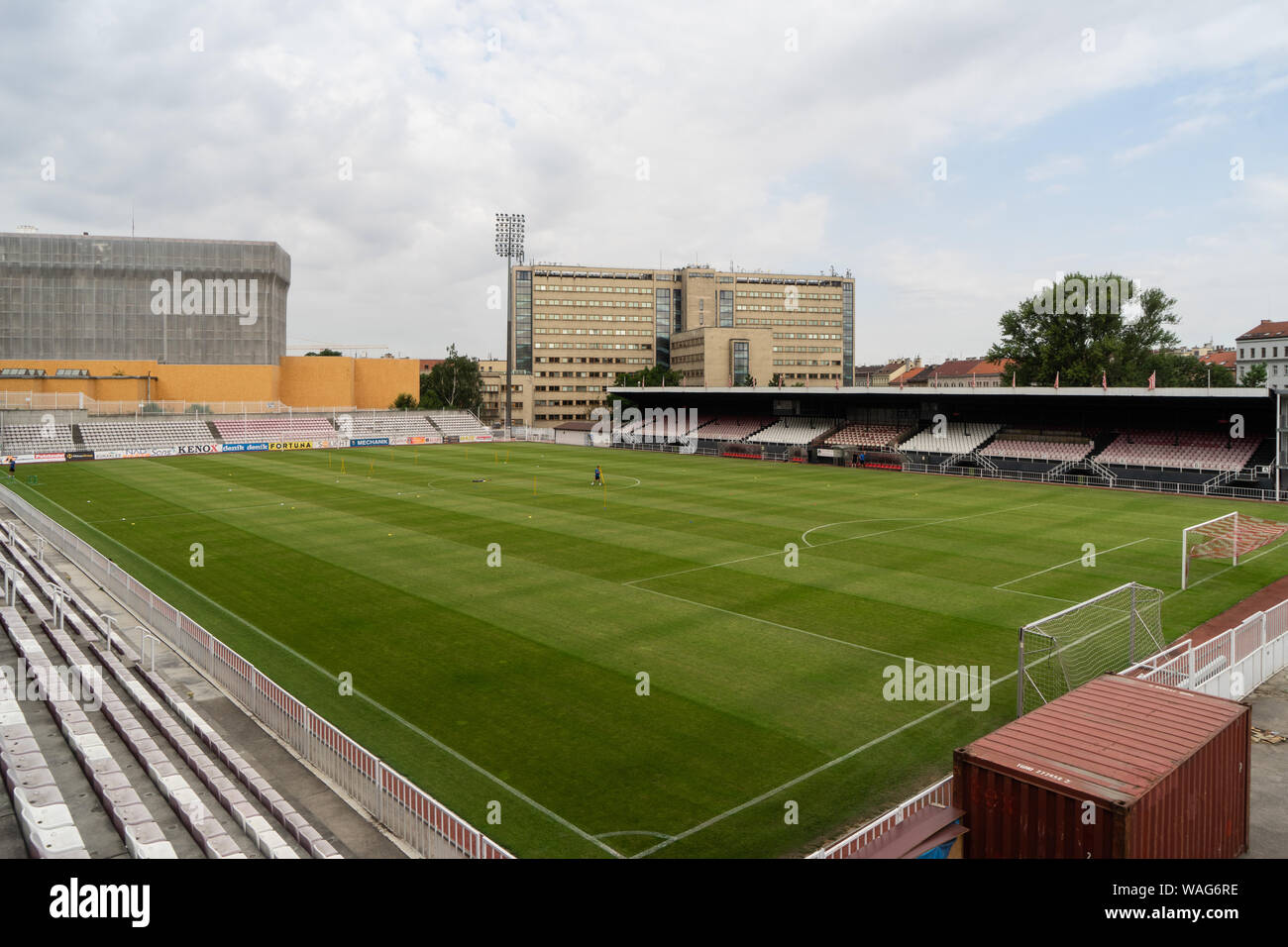 The view on the Zizkov footbal stadium in Prague. The stadium is also seat of famous football club Viktoria Zizkov.  (CTK Photo/Vaclav Zahorsky) Stock Photo
