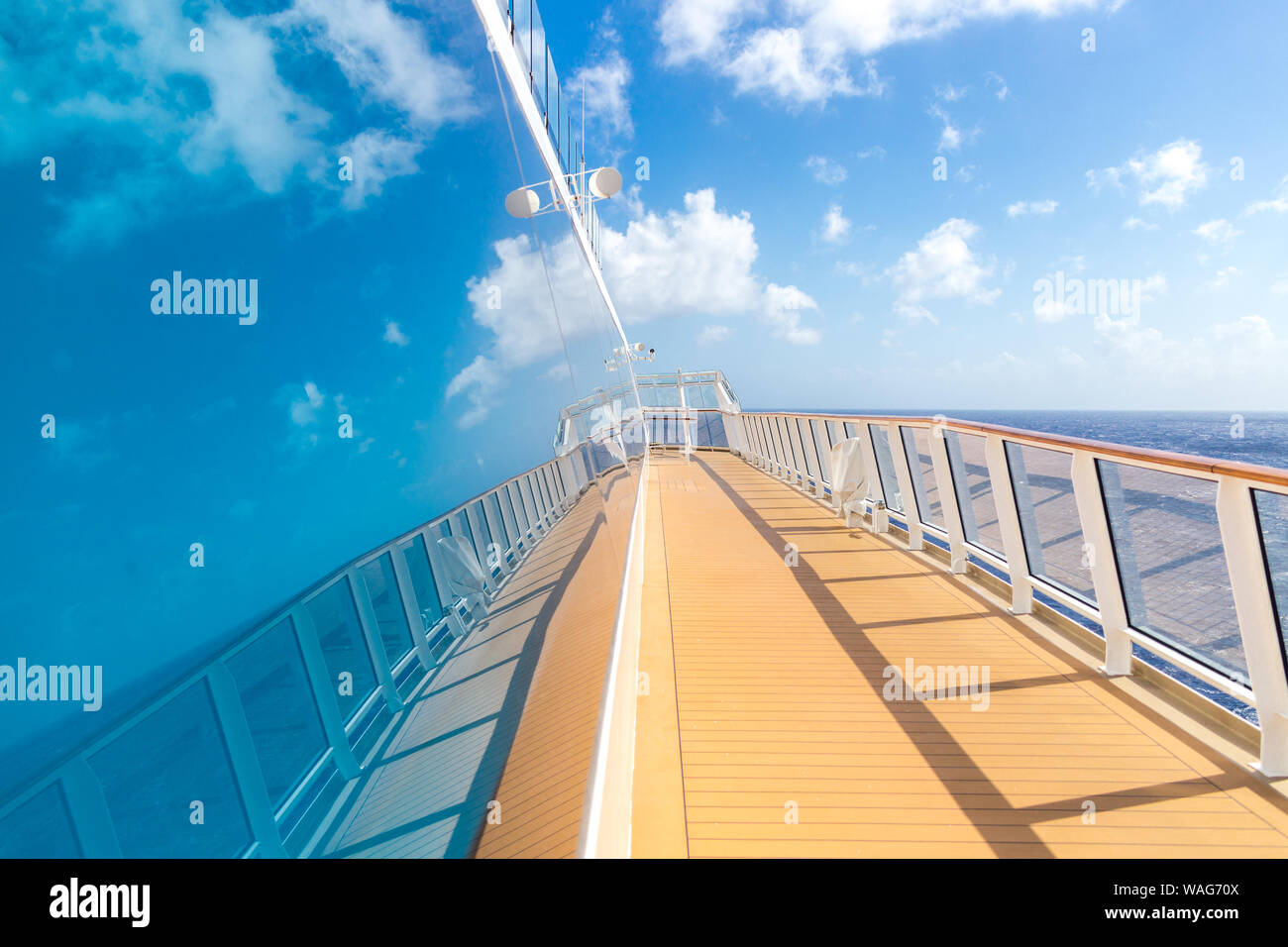 Cruise ship empty open deck on sunny day Stock Photo - Alamy
