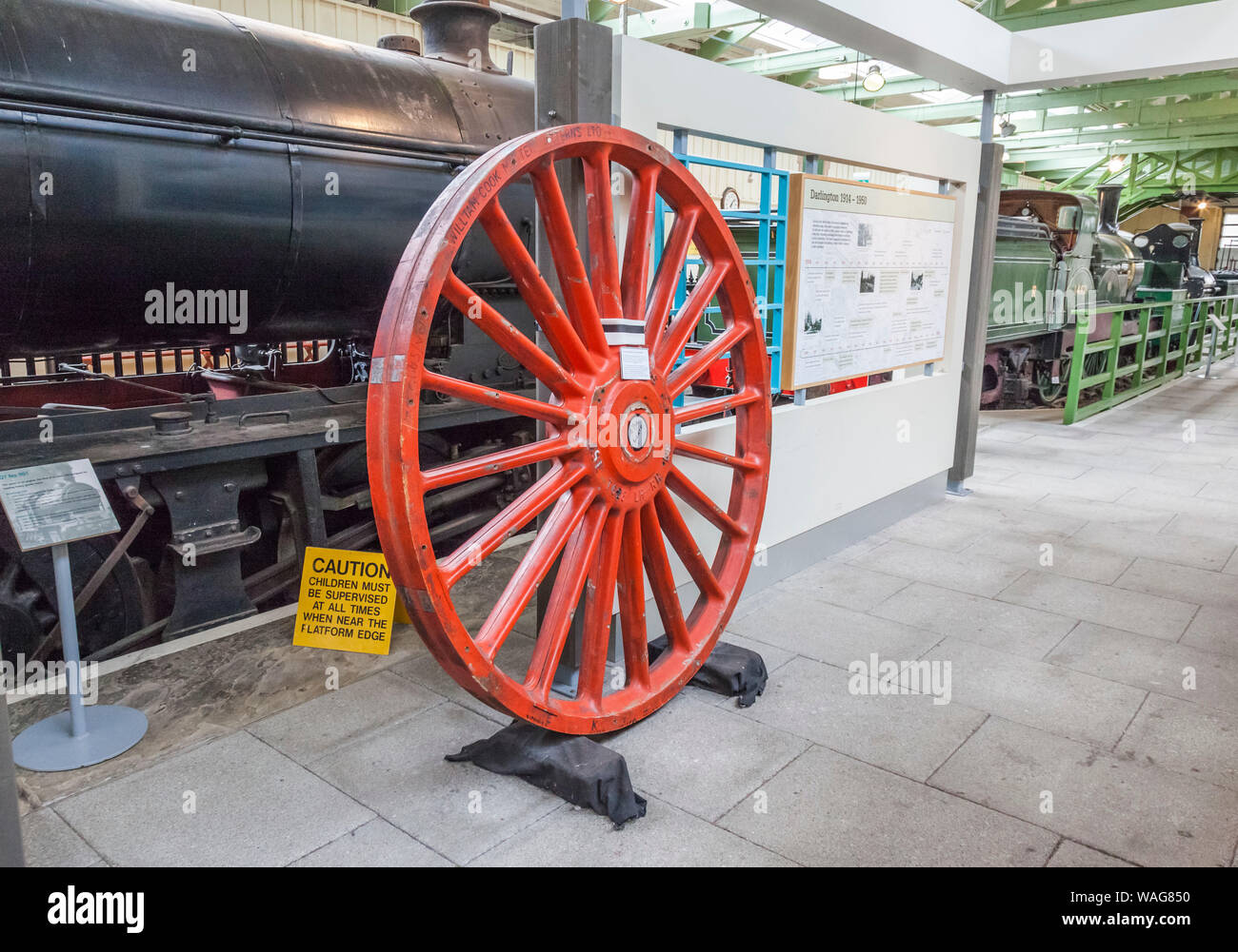a red coloured Railway Wagon Wheel at the Head of Steam Railway Museum