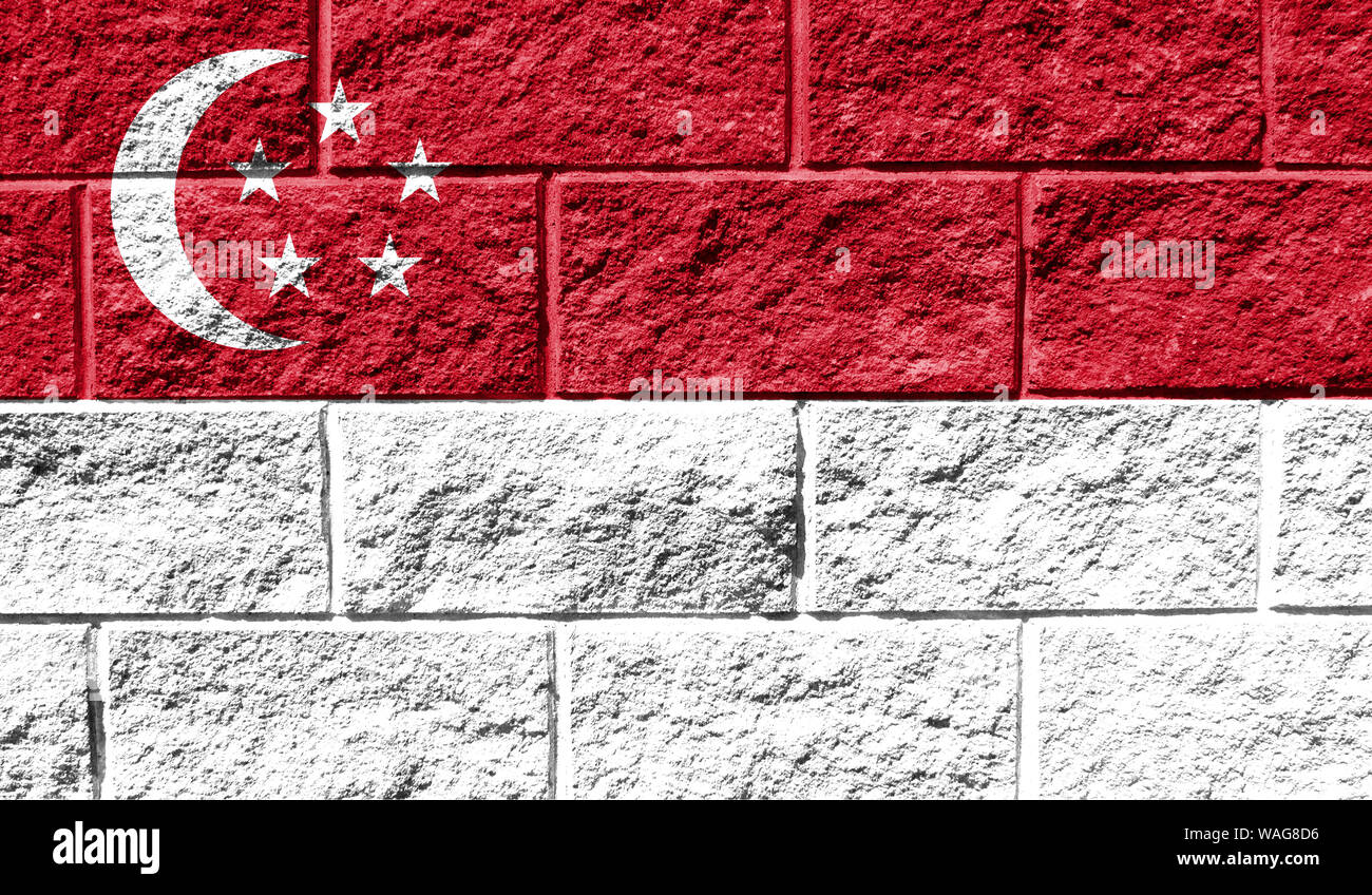 Flag of Singapore close up painted on a cracked wall Stock Photo - Alamy
