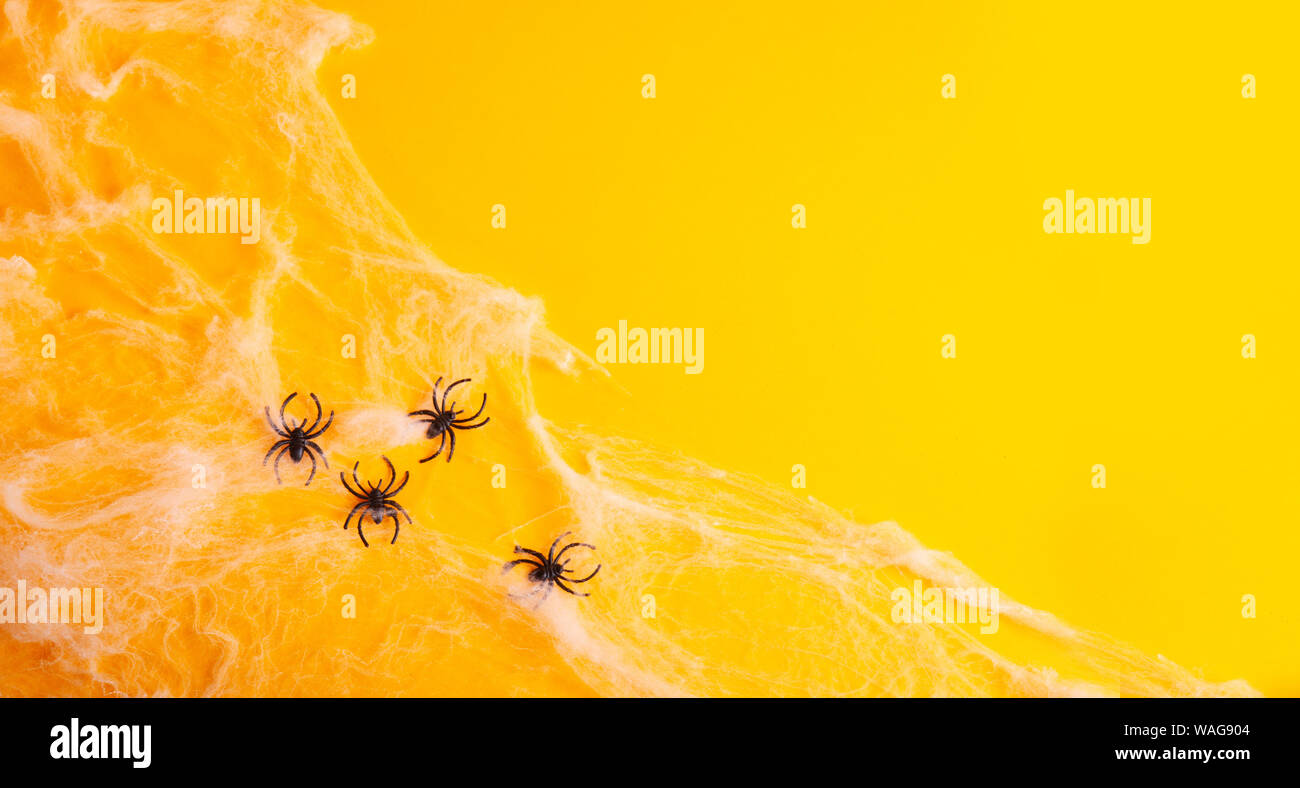 Halloween scene on orange background Stock Photo - Alamy