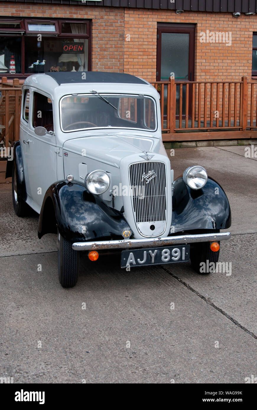 Vintage 1937 Grey Black British Austin Seven Two Door