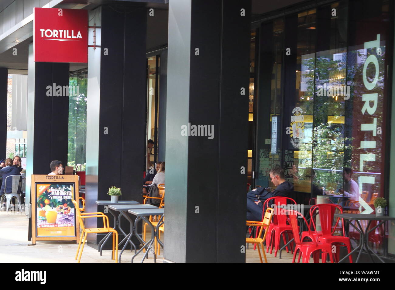 London, UK. 19th Aug, 2019. Tortilla restaurant in the recently