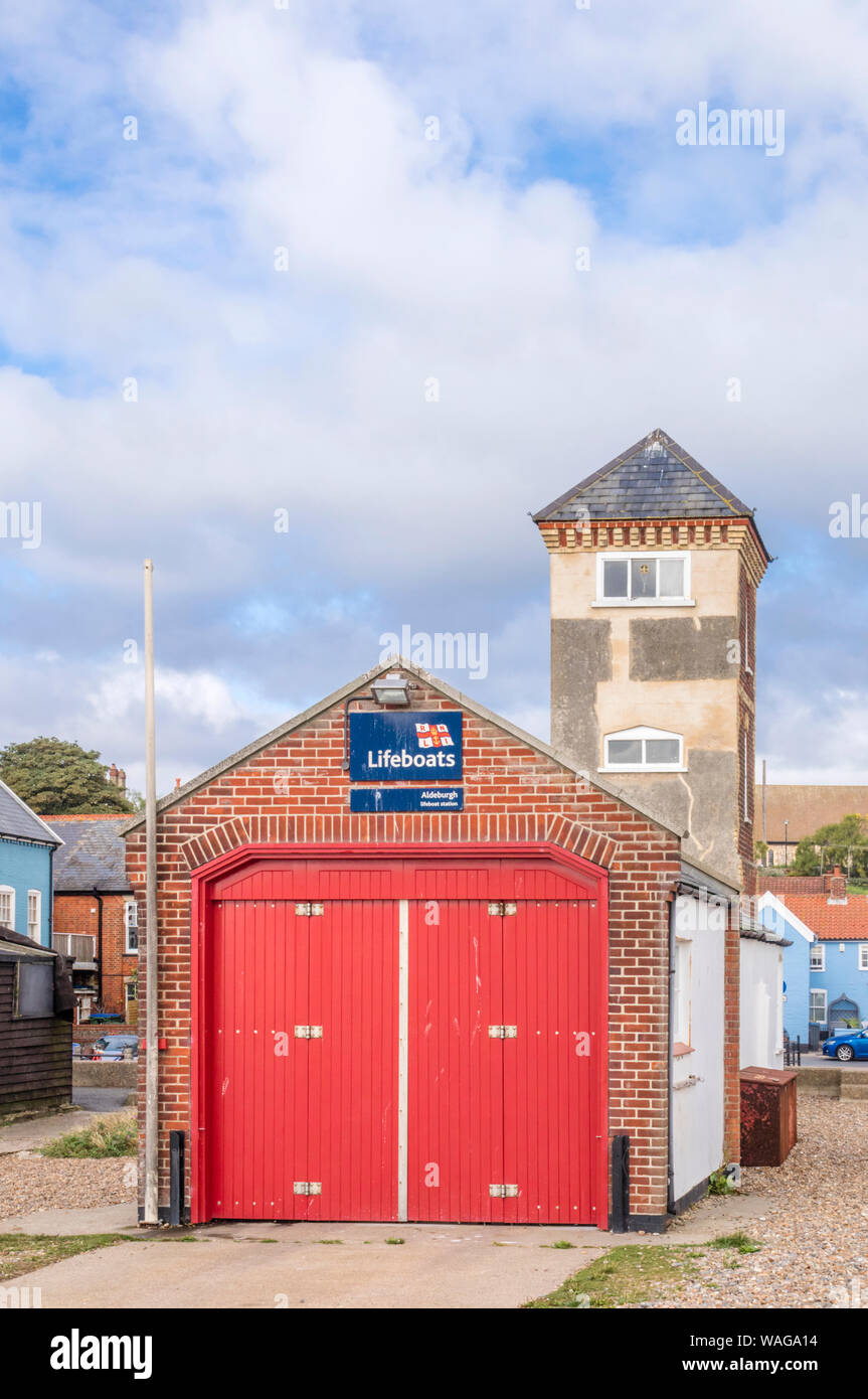 The old RNLI Lifeboat Station at the seaside town of Aldeburgh on the East Suffolk coast, England, UK Stock Photo