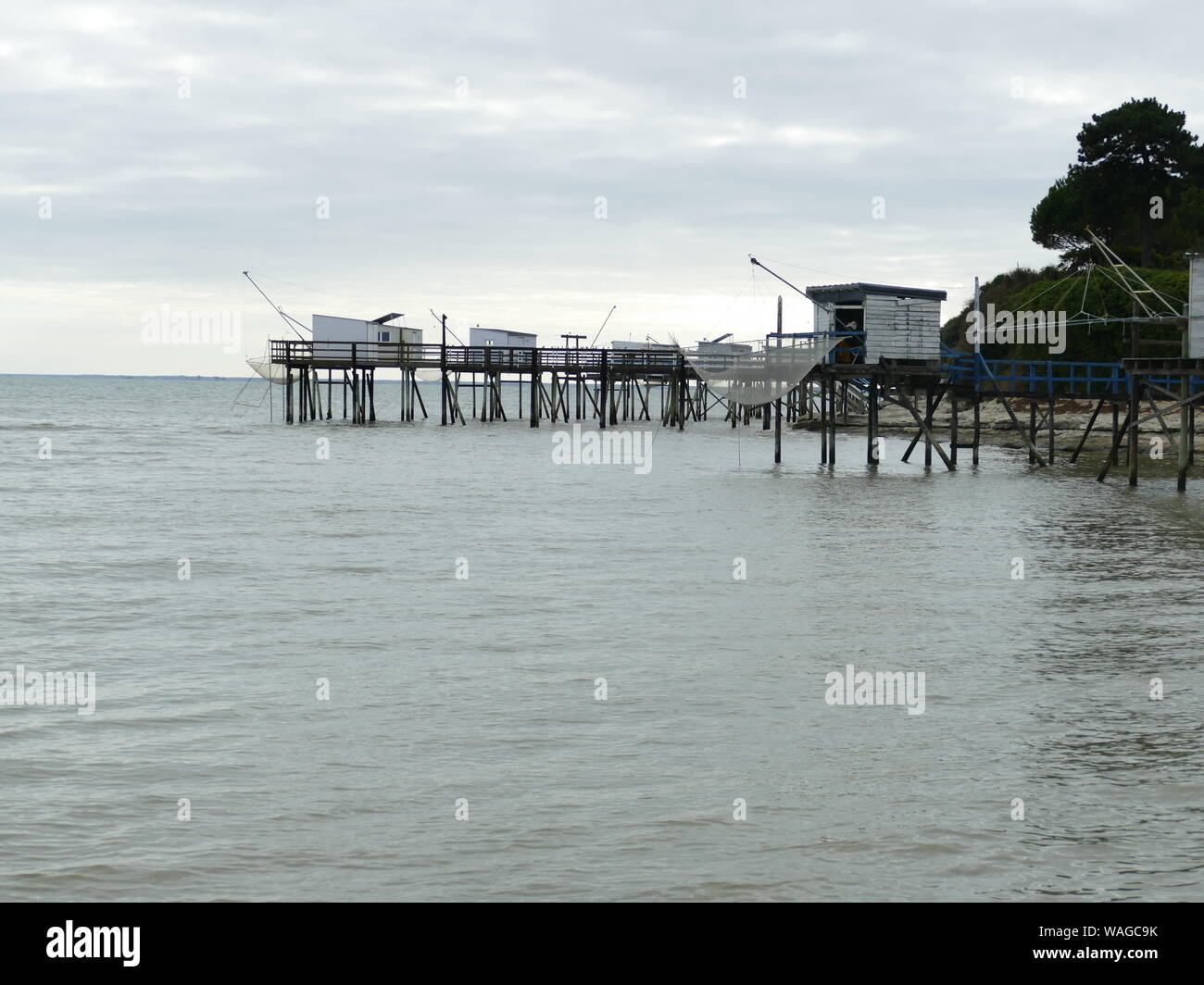 Crutse in the Gironde estuary to see the troglodyte caves in the cliffs of Meschers Stock Photo