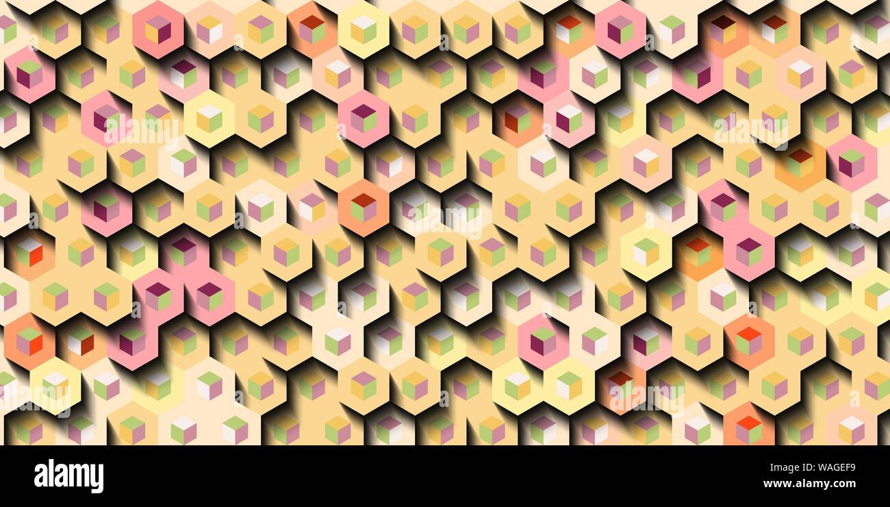 Abstract colorful honeycomb honey seamless pattern hexagon mosaic ...