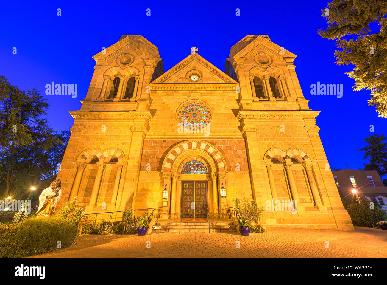 Cathedral Basilica of St. Francis of Assisi in Santa Fe, New Mexico, USA. Stock Photo