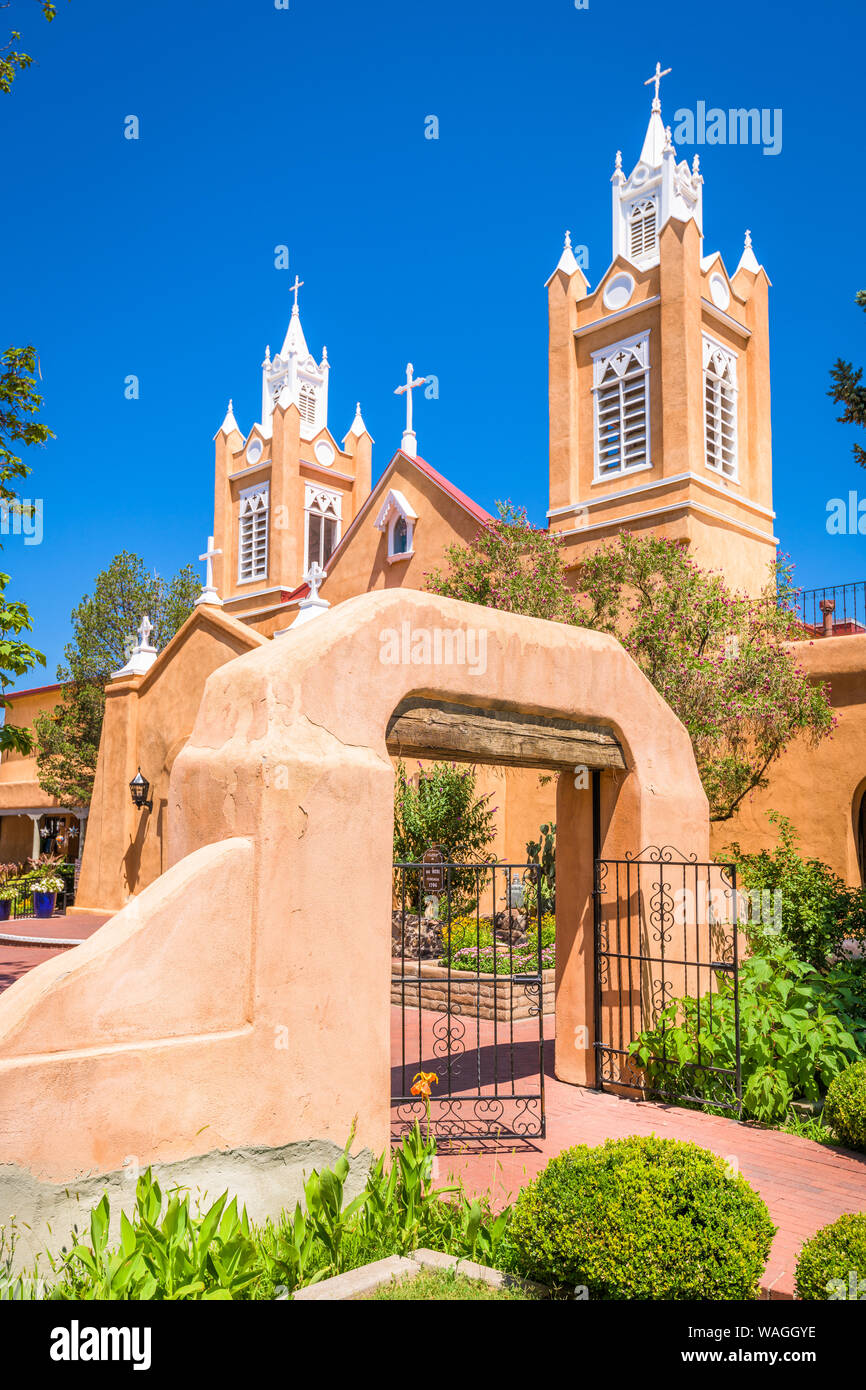 Albuquerque, New Mexico, USA at historic San Felipe de Neri Church. Stock Photo