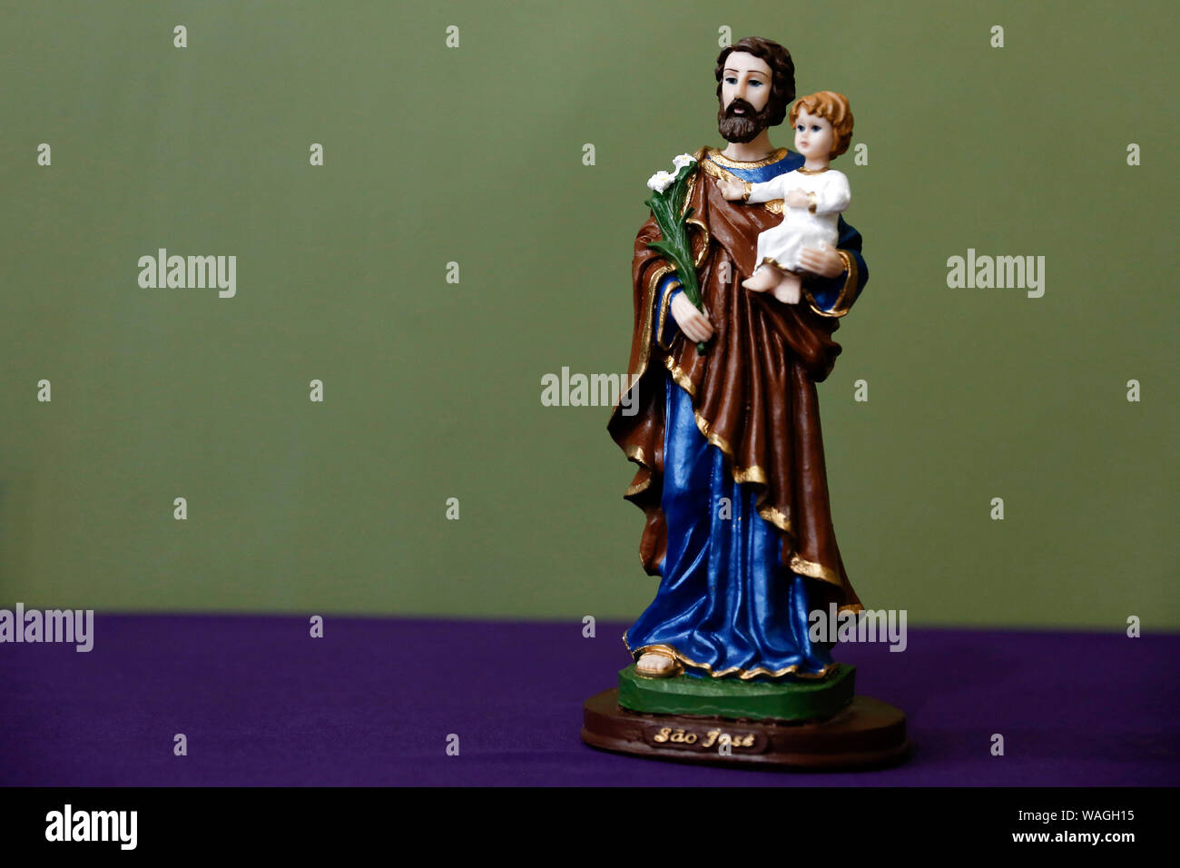 Saint Joseph and baby Jesus of the Catholic Church - Sao Jose - Menino Jesus - St Joseph Stock Photo